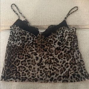 Leopard Print Lace Cami Top